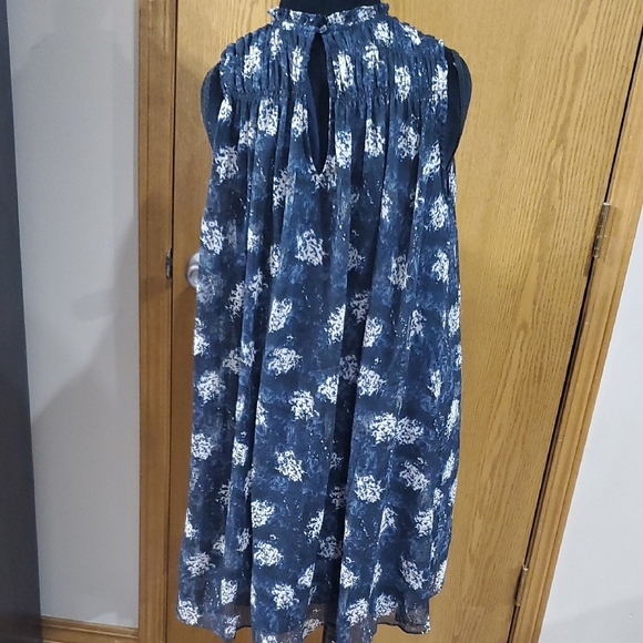 Joie Midnight Blue and Cream Patterned Midi Dress - Picture 5 of 7